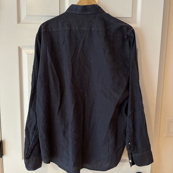 J. Crew Men's Navy Blue Button-Up Shirt 100% linen - Picture 3 of 5